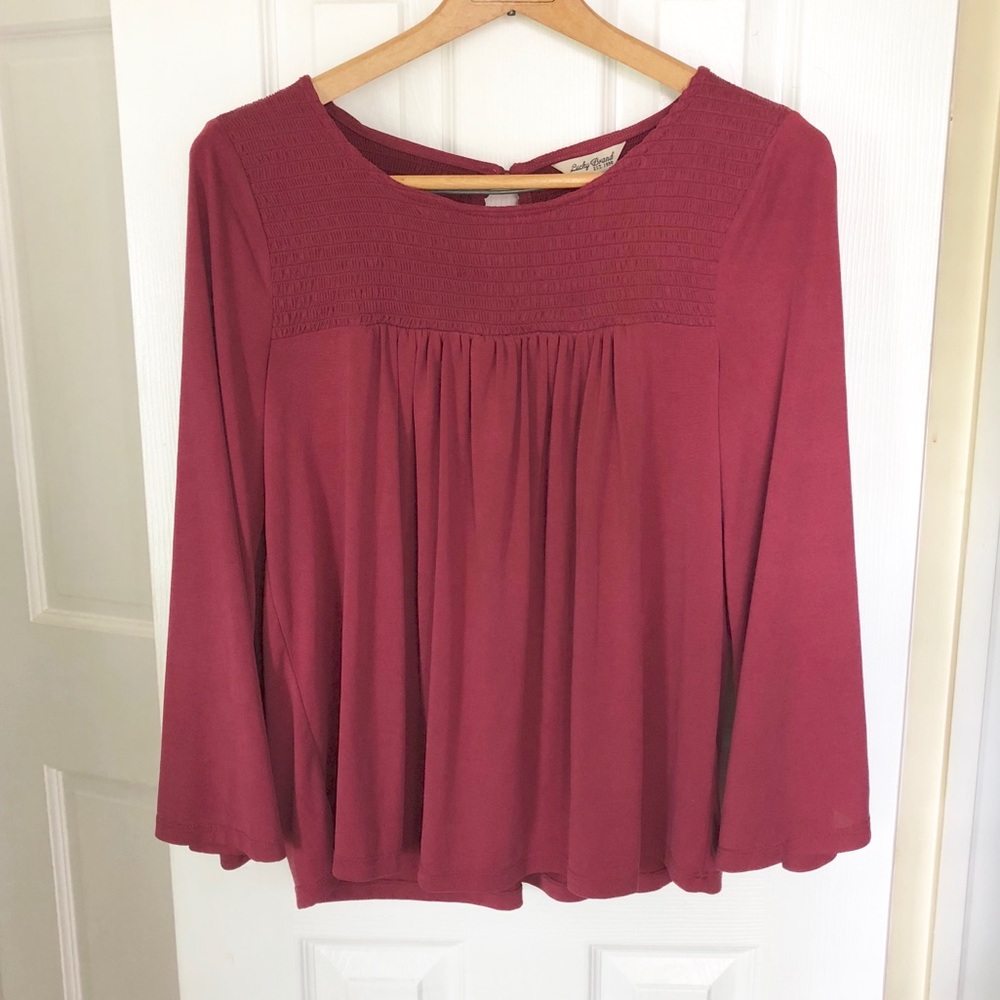 Lucky Brand Peasant Top With Cropped Bell Sleeves